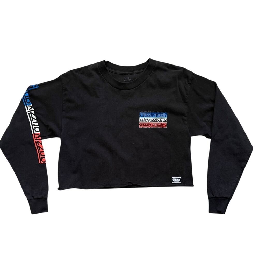 Grizzly Griptape Black Long Sleeve Shirt Graphic Sleeve Print Size Medium M